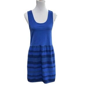 Yerse Textured Knit Mini Tank Dress SZ S Blue‎